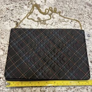 Vintage Morris Moskowitz MM Black  Leather Convertible Clutch, Purse, Handbag